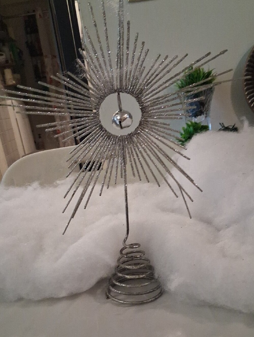 Glitter Silver Sunburst Holiday Mirror Accent